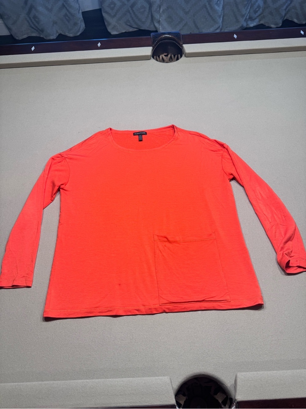 Eileen Fisher Tencel Stretch Ballet Neck Orange Tunic - Picture 2 of 6